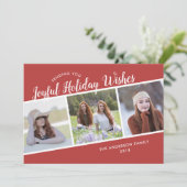 Joyful Holiday wil | 3 Fotokerstmis Feestdagenkaart (Staand voorkant)