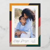 Joyful Hues Vertical Photo Kwanzaa Folie Feestdagenkaart (Voorkant)