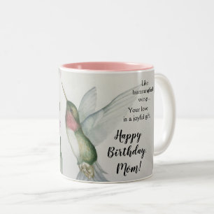 Joyful Hummingbird Ma Birthday Waterverf Tweekleurige Koffiemok
