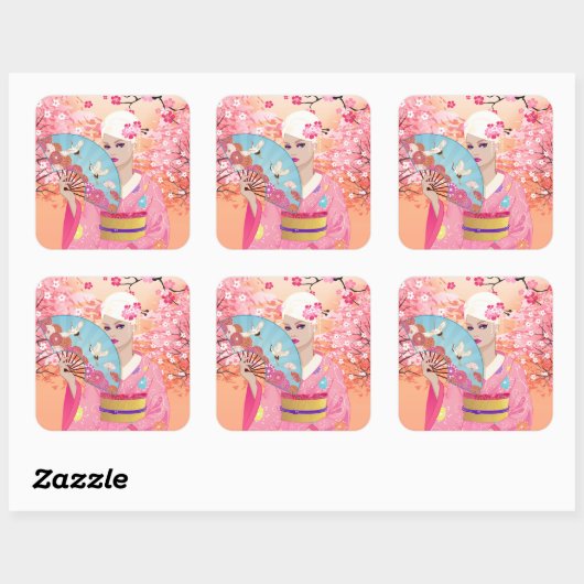 Joyful in Japan Vierkante Sticker (Vel)