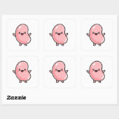 Joyful Jellybean – Cute Kawaii Illustration Vierkante Sticker (Vel)