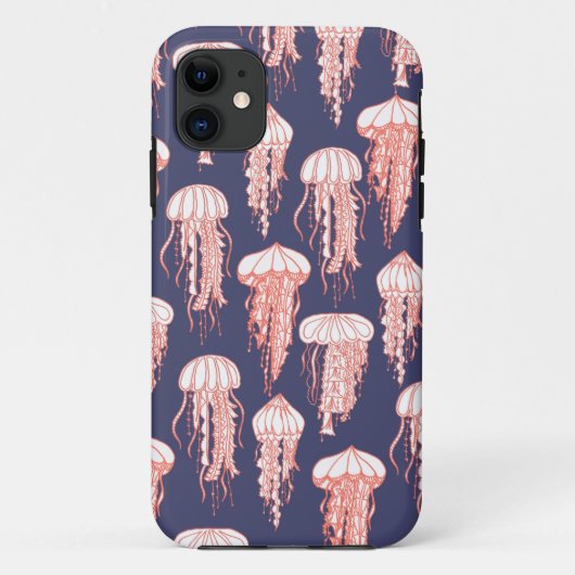 Joyful Jellyfish Phone Case Deep Blue Paars (Achterkant)