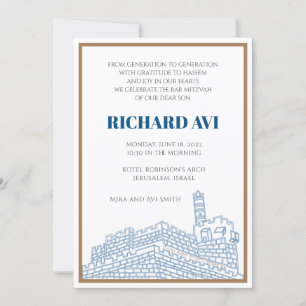 Joyful Jerusalem Bar Mitzvah Invitation Kaart