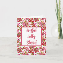 Joyful Jolly Blessed Poinsettia Holiday Card
