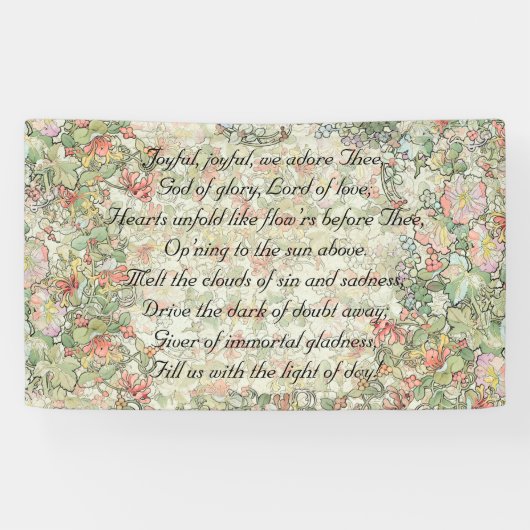Joyful Joyful Hymn Lyrics Mucha Art Nouveau Floral Spandoek (Horizontaal)