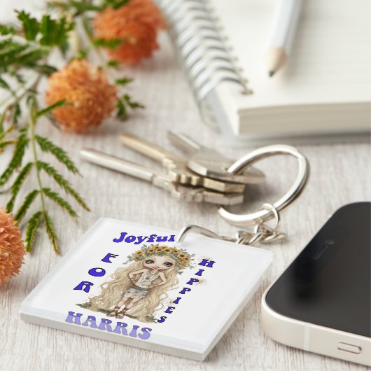 Joyful Kamala Harris President Hippie Boho Sleutelhanger (Voorkant Rechts)