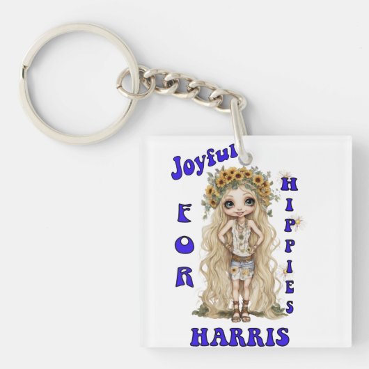 Joyful Kamala Harris President Hippie Boho Sleutelhanger (voorkant)