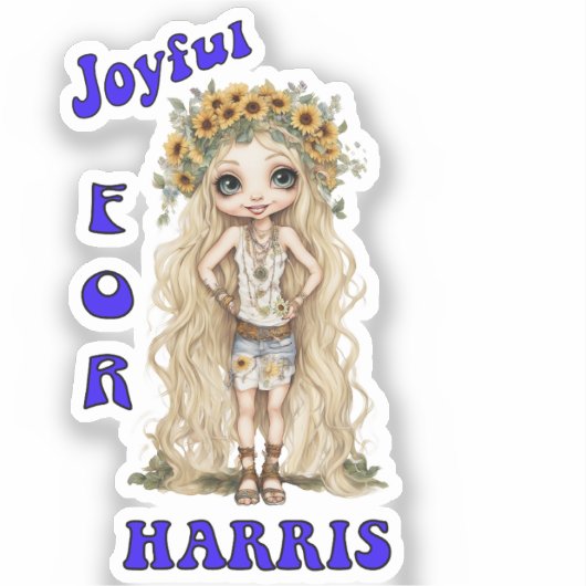 Joyful Kamala Harris President Hippie Boho Sticker (Voorkant)