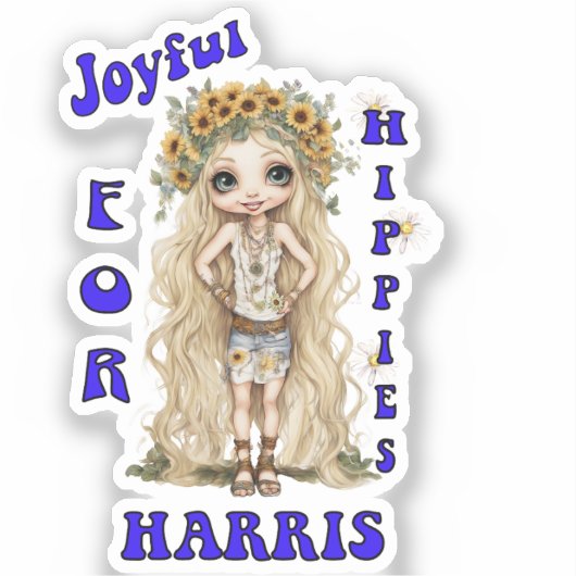 Joyful Kamala Harris President Hippie Boho Sticker (Voorkant)