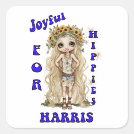 Joyful Kamala Harris President Hippie Boho Vierkante Sticker