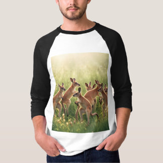 Joyful Kangaroo Hopping Cartoon T-shirt
