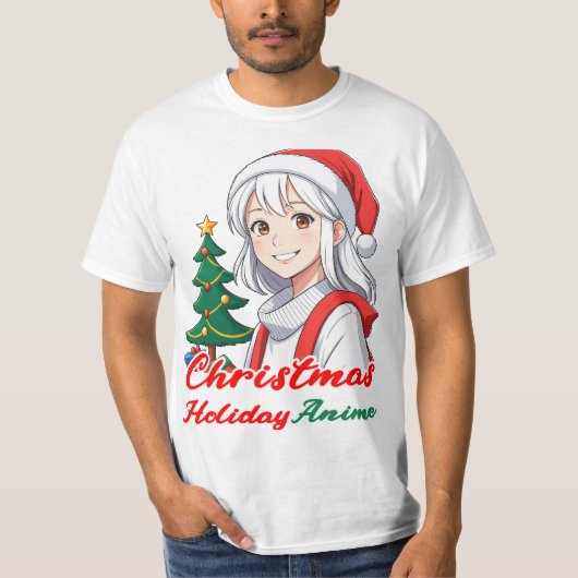 Joyful kawaii meisje - Kerstvakantie Anime T-shirt (Voorkant)