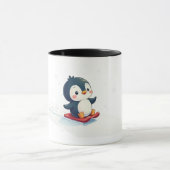 Joyful Kawaii Penguin Sledding Christmas Design Mok (Midden)