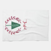 Joyful kerstboom en Wreath Theedoek (Horizontaal)