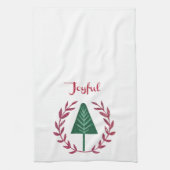 Joyful kerstboom en Wreath Theedoek (Verticaal)