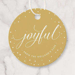 JOYFUL KERSTCADEAU elegante kalligrafie oud goud Bedankjes Labels