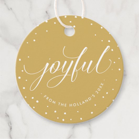 JOYFUL KERSTCADEAU elegante kalligrafie oud goud Bedankjes Labels (Voorkant)
