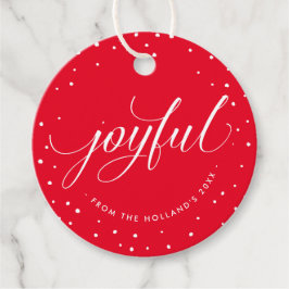 JOYFUL KERSTCADEAU elegante kalligrafie rood Bedankjes Labels