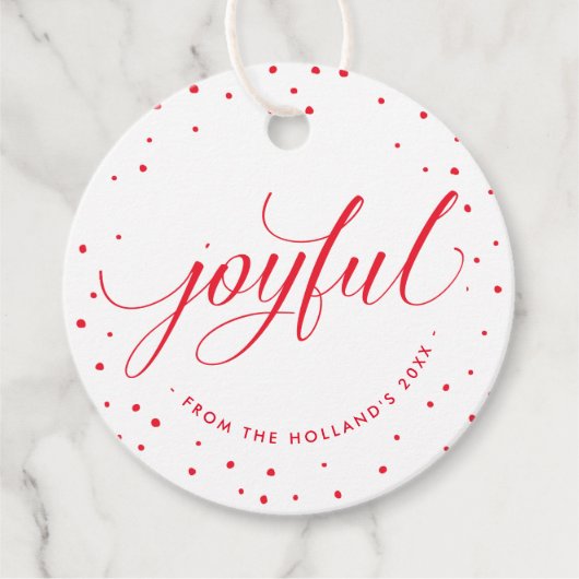 JOYFUL KERSTCADEAU stijlvolle kalligrafie goud roo Bedankjes Labels (Voorkant)