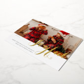 Joyful Kerstfamilie Foto modern script Folie Feestdagenkaart (Gedraaid)