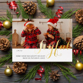 Joyful Kerstfamilie Foto modern script Folie Uitnodiging