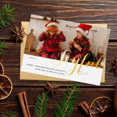 Joyful Kerstfamilie Foto modern script Folie Uitnodiging