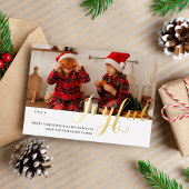 Joyful Kerstfamilie Foto modern script Folie Uitnodiging