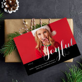 Joyful Kerstfamilie Foto modern script Folie Uitnodiging