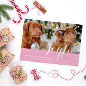 Joyful Kerstfamilie Foto modern script Folie Uitnodiging