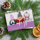 Joyful Kerstfamilie Foto modern script Folie Uitnodiging