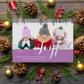 Joyful Kerstfamilie Foto modern script Folie Uitnodiging