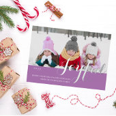 Joyful Kerstfamilie Foto modern script Folie Uitnodiging