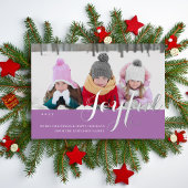 Joyful Kerstfamilie Foto modern script Folie Uitnodiging
