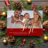 Joyful Kerstfamilie Foto modern script Folie Uitnodiging