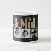 Joyful Kerstfeest Drie Black Photo Gold Grote Koffiekop (Voorkant)
