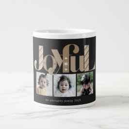 Joyful Kerstfeest Drie Black Photo Gold Grote Koffiekop