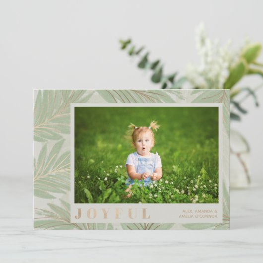 Joyful kerstfoto feestdagenkaart (Staand voorkant)