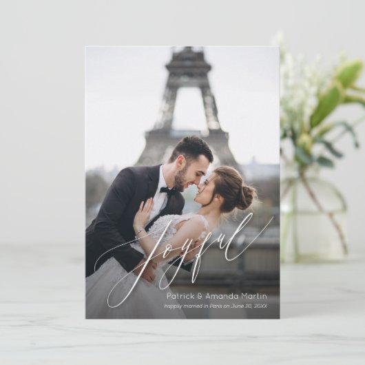 Joyful kerstfoto feestdagenkaart (Staand voorkant)