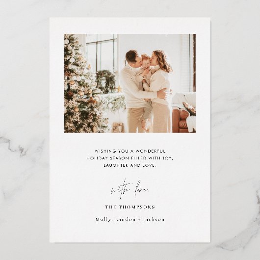 Joyful kerstKaart | Moderne vakantiefotokaart Folie Uitnodiging (Achterkant)