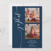 Joyful Kerstkalligraphy Script Photo Afbeelding Feestdagenkaart (Voorkant)