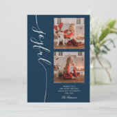 Joyful Kerstkalligraphy Script Photo Afbeelding Feestdagenkaart (Staand voorkant)