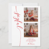 Joyful Kerstkalligraphy Script Photo Afbeelding Feestdagenkaart (Voorkant)