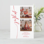 Joyful Kerstkalligraphy Script Photo Afbeelding Feestdagenkaart (Staand voorkant)