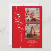 Joyful Kerstkalligraphy Script Photo Afbeelding Feestdagenkaart (Voorkant)