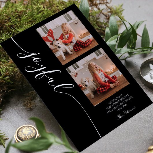 Joyful Kerstkalligraphy Script Photo Afbeelding Feestdagenkaart