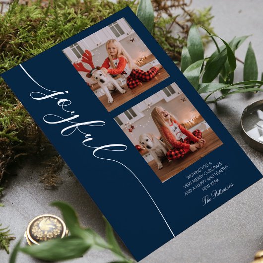 Joyful Kerstkalligraphy Script Photo Afbeelding Feestdagenkaart