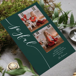 Joyful Kerstkalligraphy Script Photo Afbeelding Feestdagenkaart