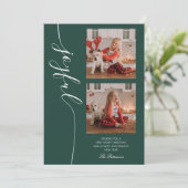 Joyful Kerstkalligraphy Script Photo Afbeelding Feestdagenkaart (Staand voorkant)