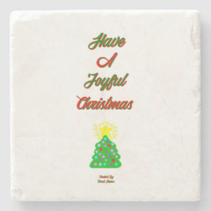 Joyful Kerstmarble Stone Onderzetter