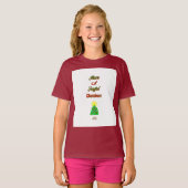 Joyful kerstmeisjes Maroon Basic T Shirt (Voorkant volledig)